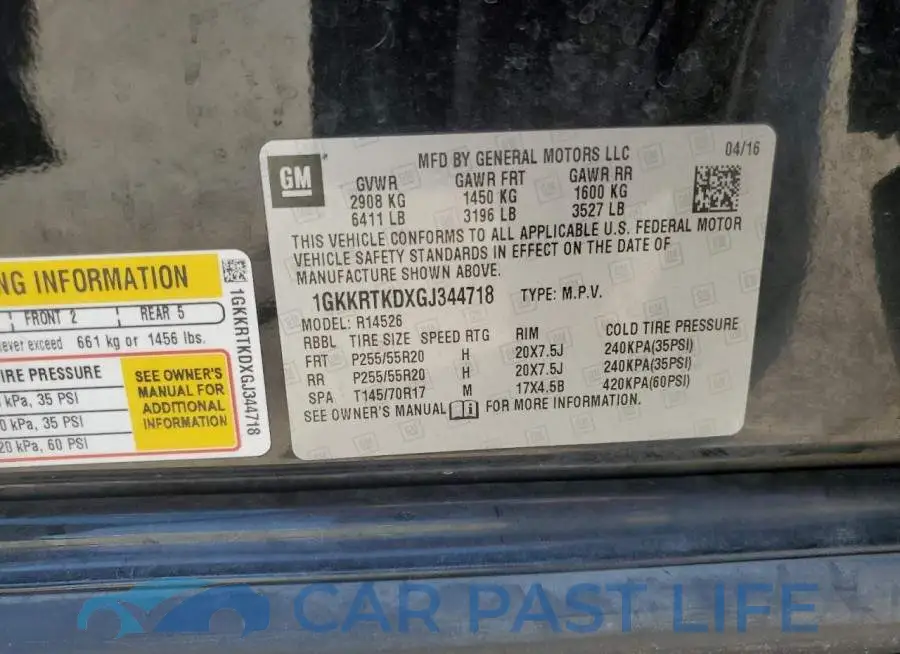 1GKKRTKDXGJ344718# 13