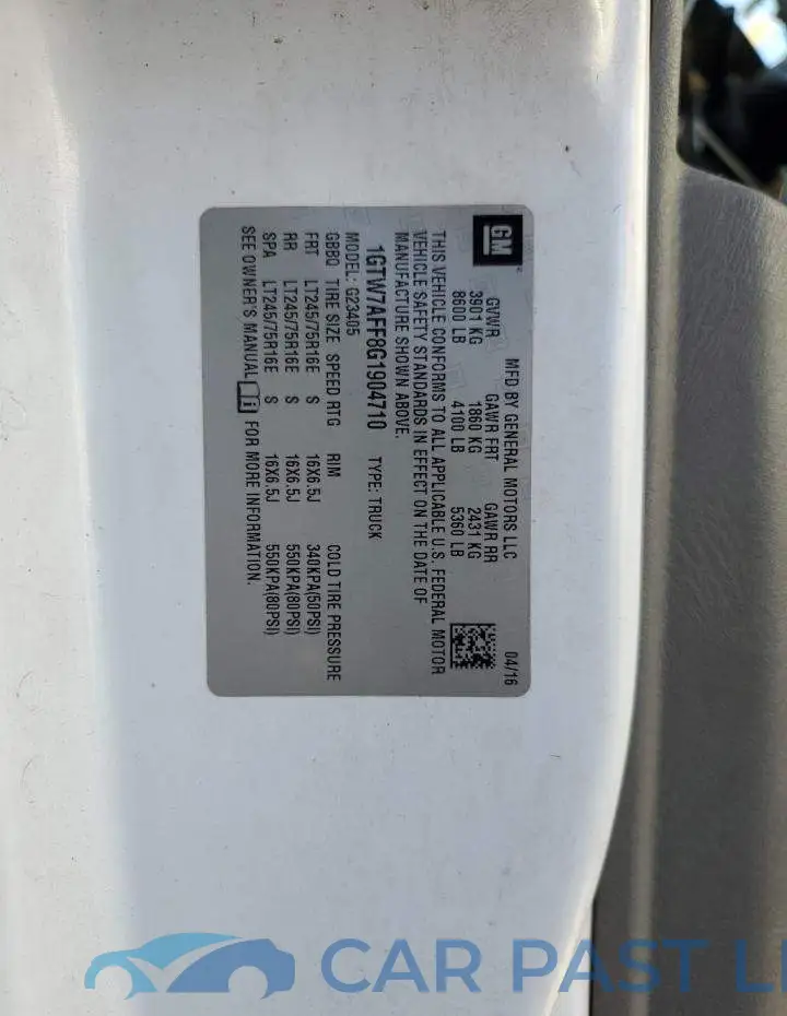 1GTW7AFF8G1904710# 13