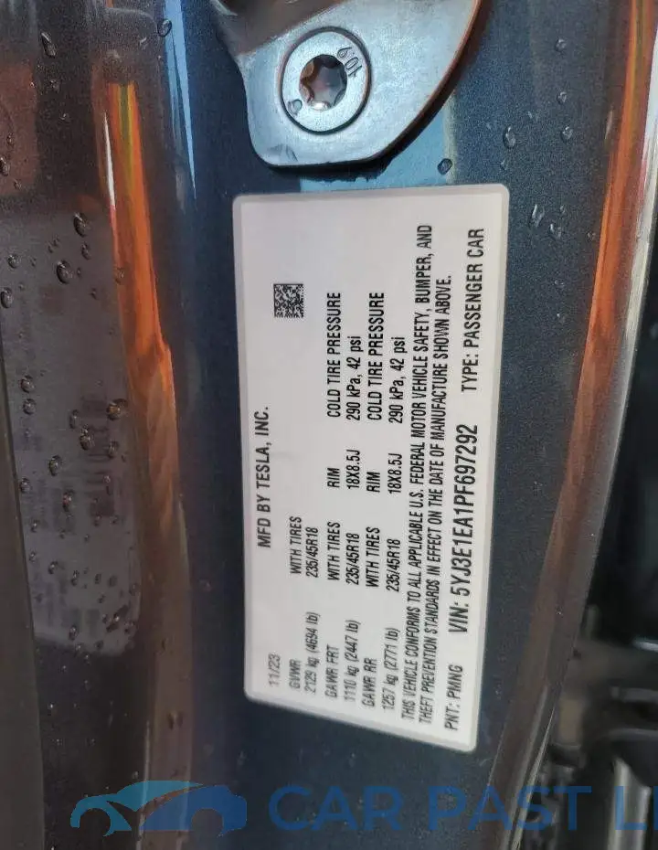 5YJ3E1EA1PF697292# 12