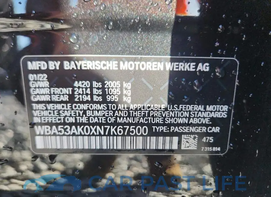 WBA53AK0XN7K67500# 13