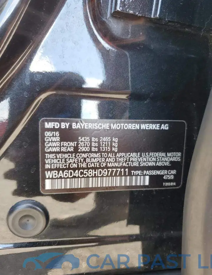 WBA6D4C58HD977711# 12