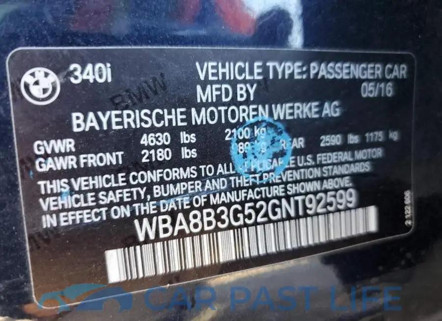 WBA8B3G52GNT92599# 13