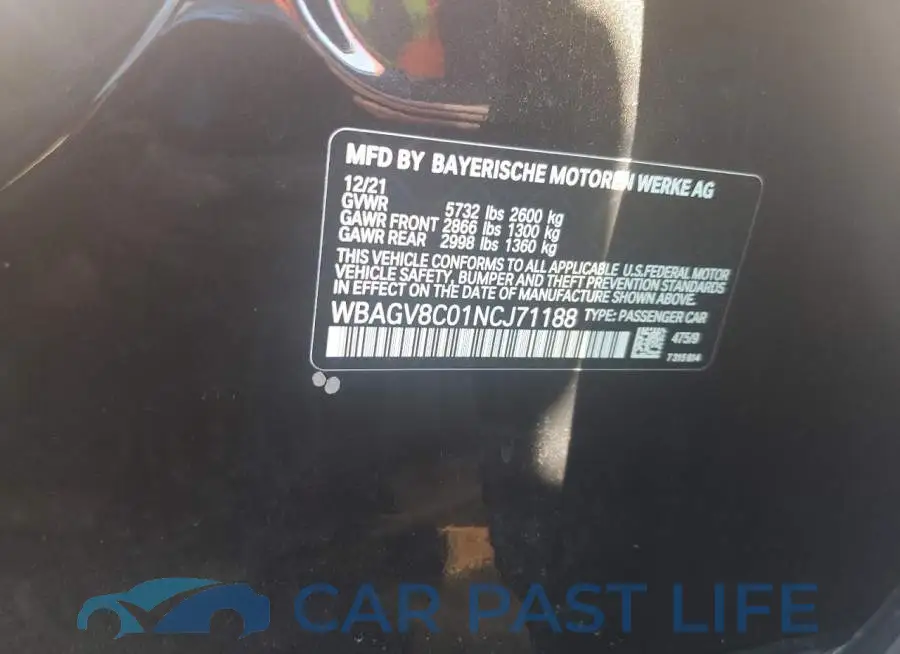 WBAGV8C01NCJ71188# 12