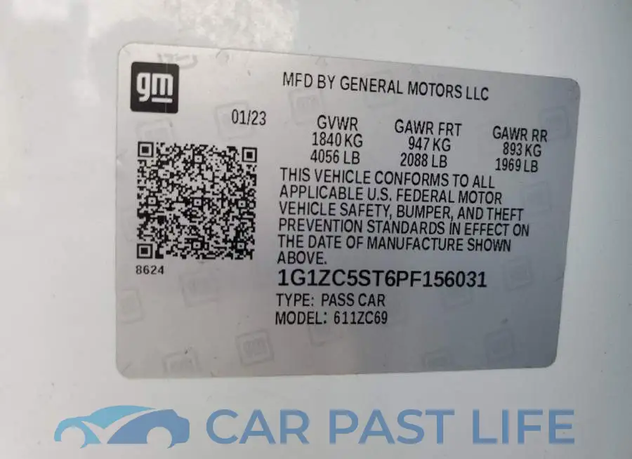 1G1ZC5ST6PF156031# 12