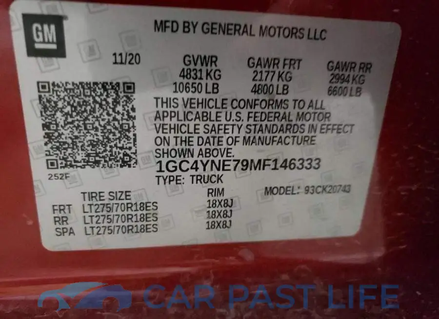 1GC4YNE79MF146333# 12