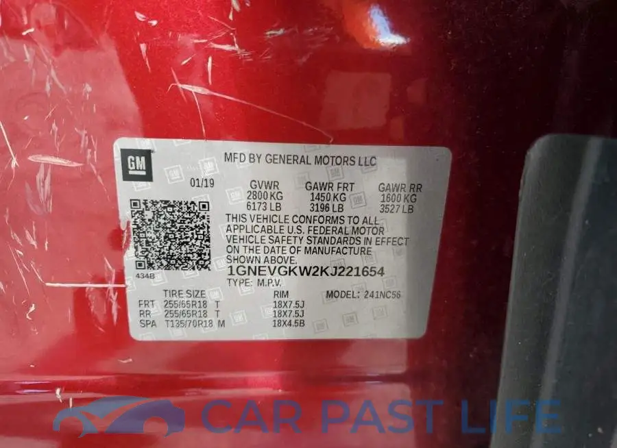 1GNEVGKW2KJ221654# 13