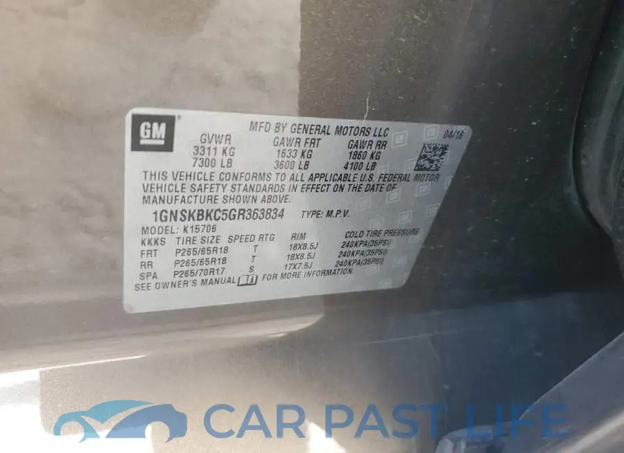 1GNSKBKC5GR363834# 13