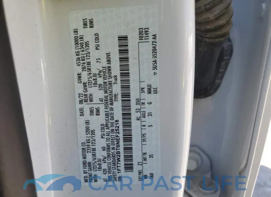 1FT7W2BT6NEF25218# 12