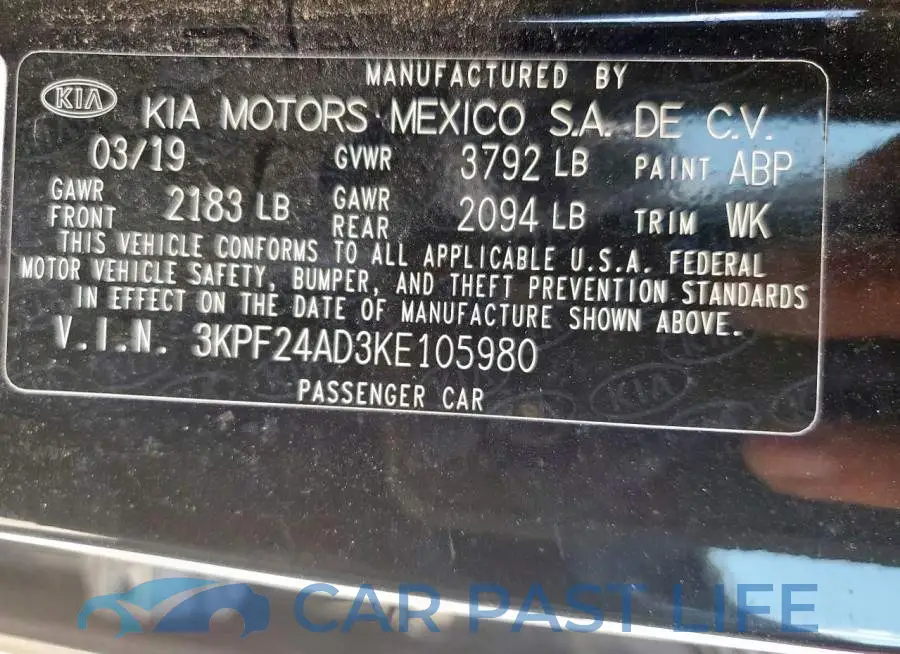 3KPF24AD3KE105980# 12