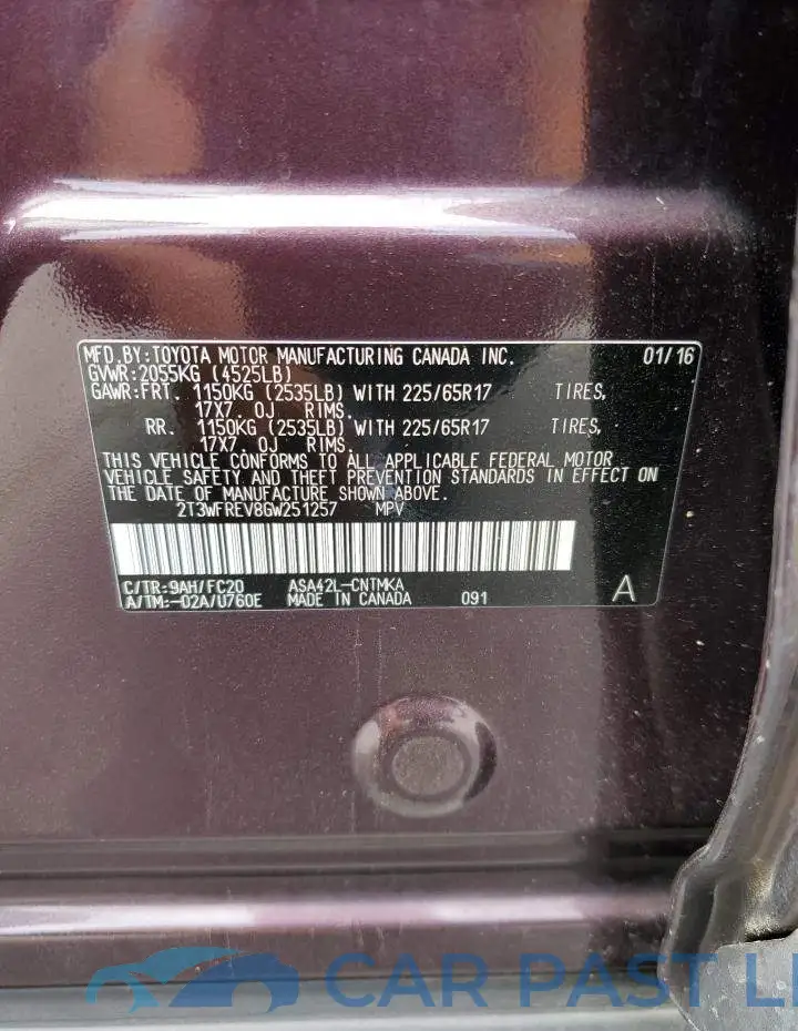 2T3WFREV8GW251257# 12