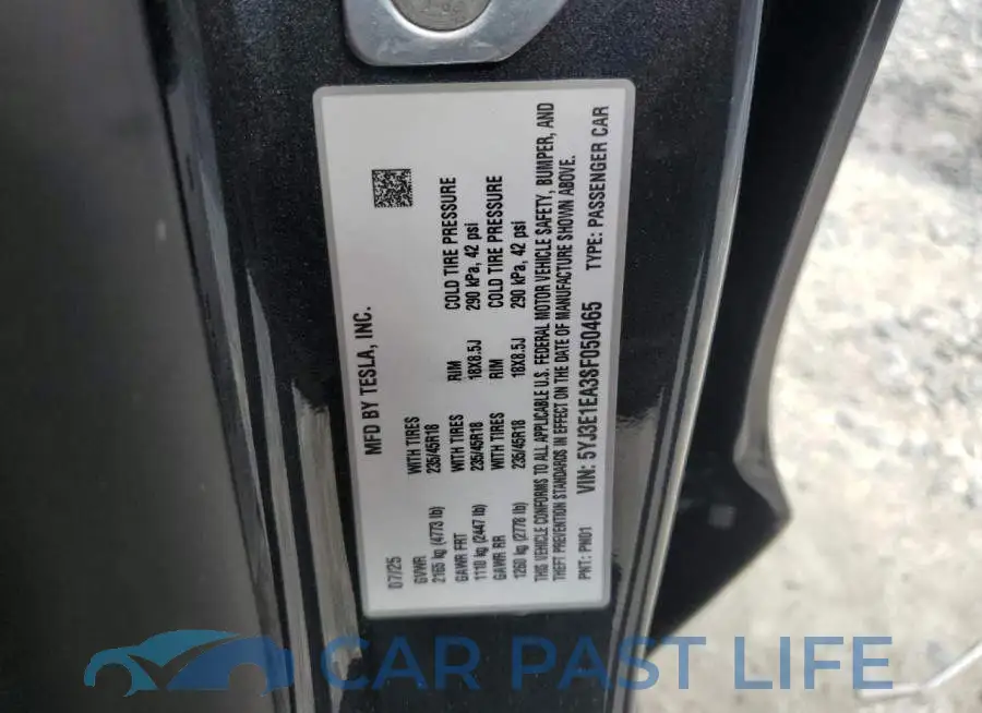 5YJ3E1EA3SF050465# 12