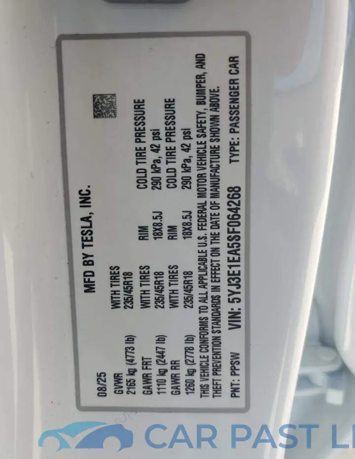 5YJ3E1EA5SF064268# 12