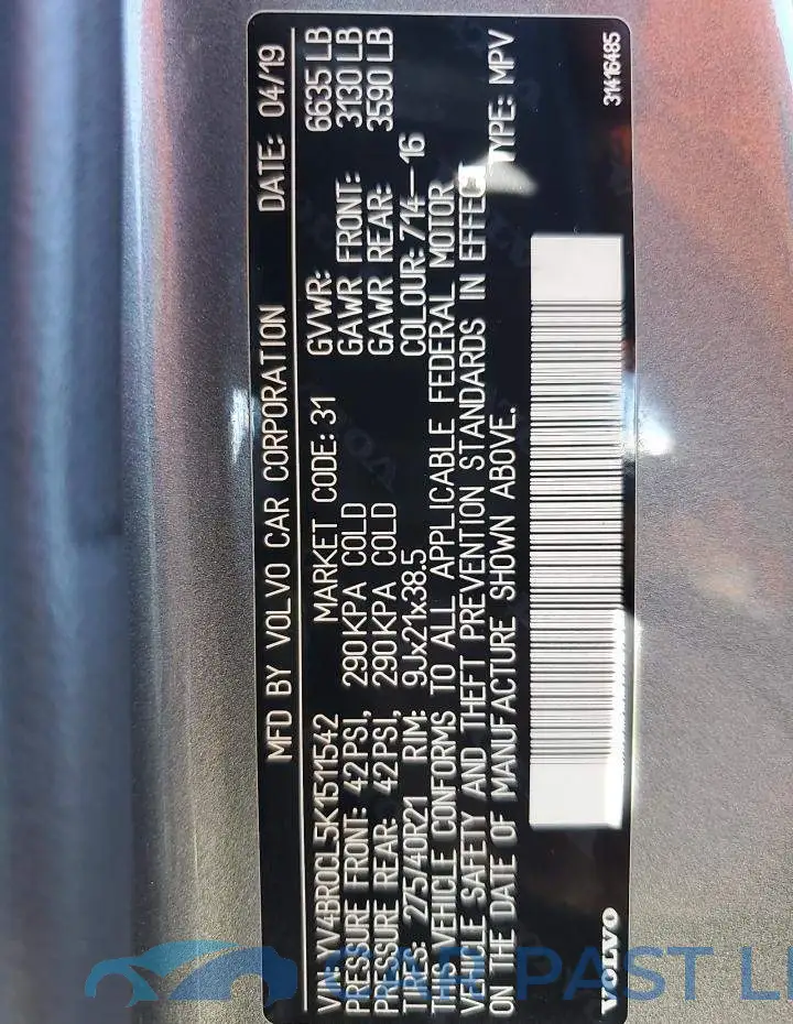 YV4BR0CL5K1511542# 13