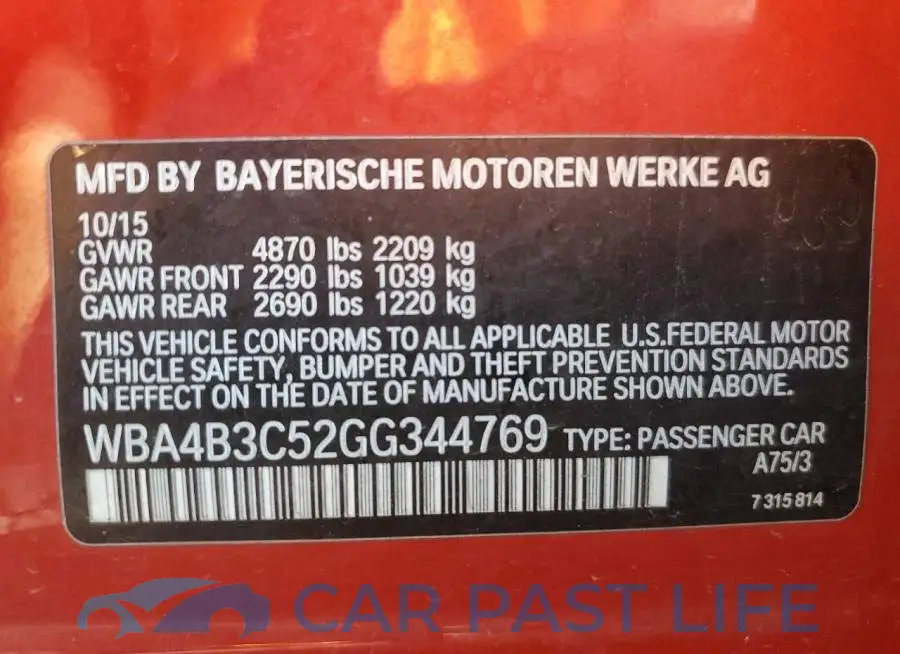 WBA4B3C52GG344769# 13