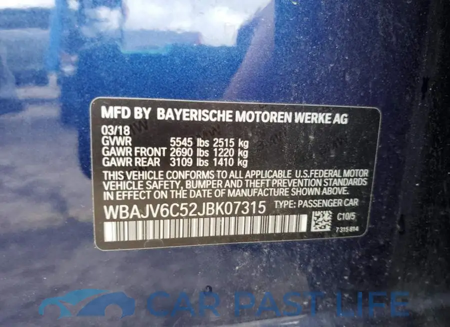WBAJV6C52JBK07315# 12