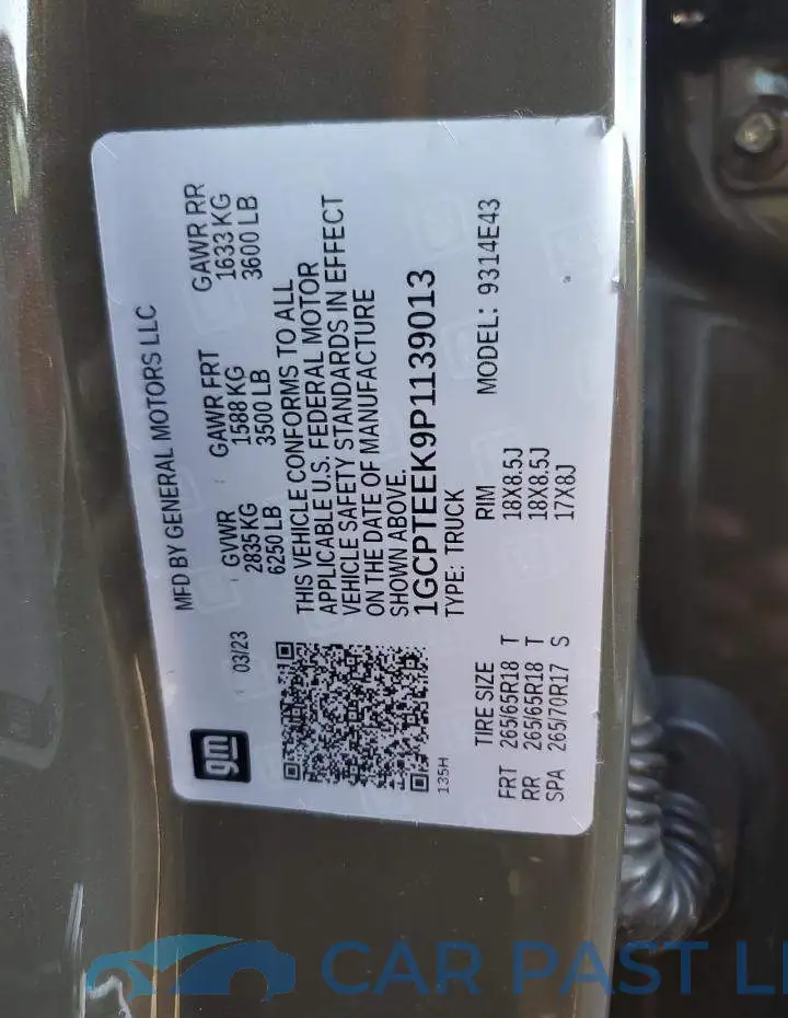 1GCPTEEK9P1139013# 12
