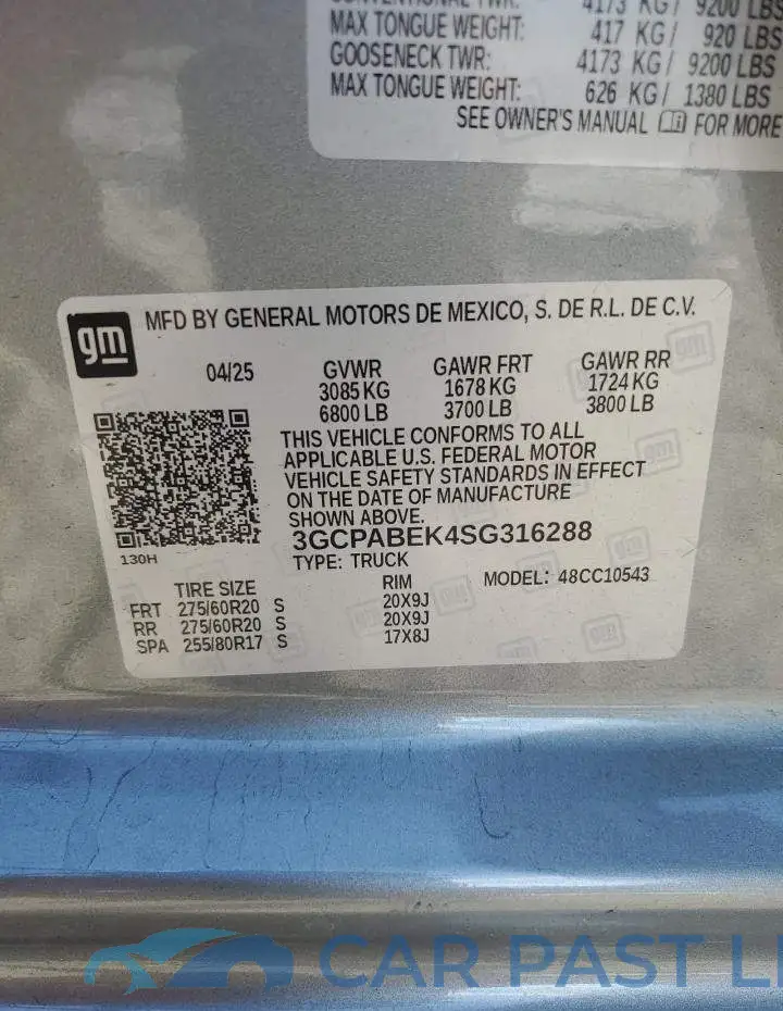 3GCPABEK4SG316288# 12