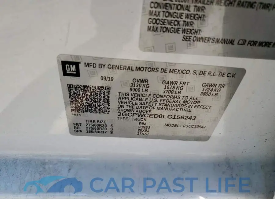 3GCPWCED0LG156243# 12