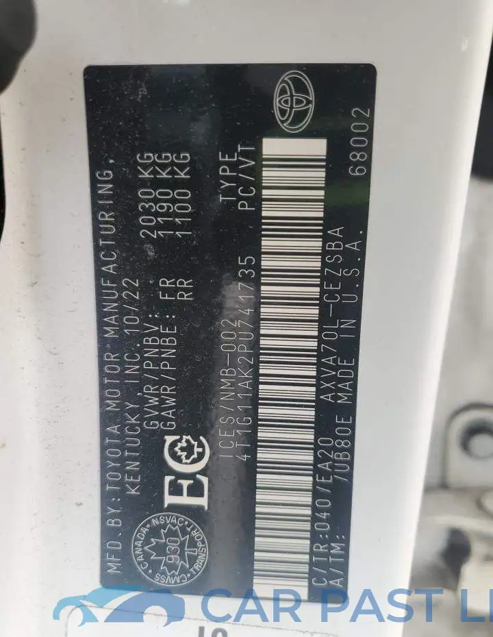 4T1G11AK2PU741735# 13