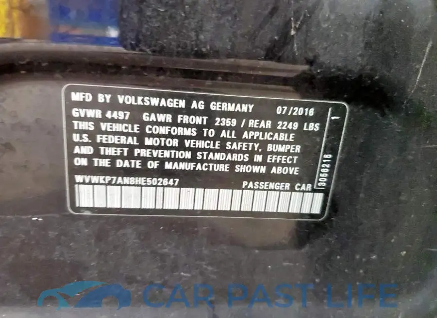 WVWKP7AN8HE502647# 12