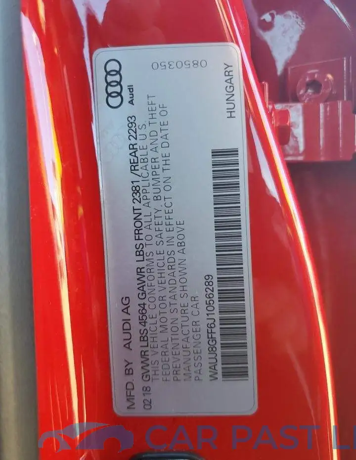 WAUJ8GFF6J1056289# 12