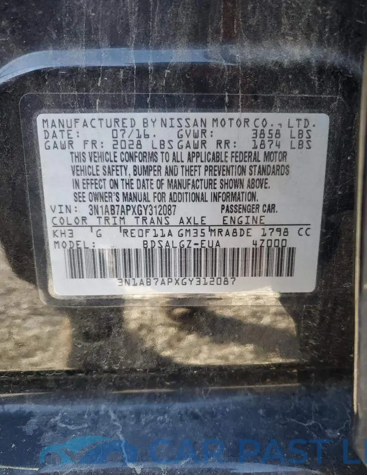 3N1AB7APXGY312087# 12