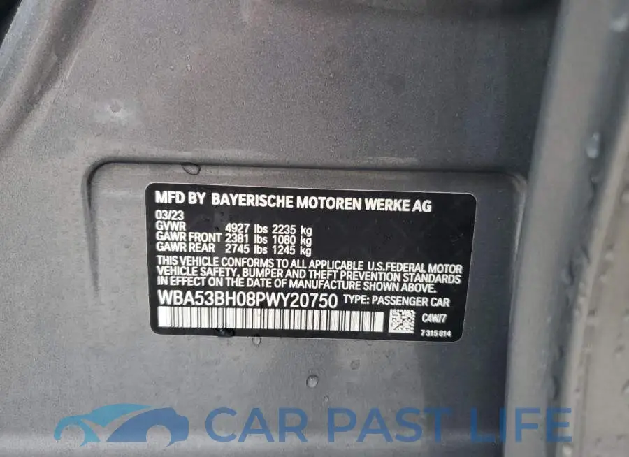 WBA53BH08PWY20750# 12