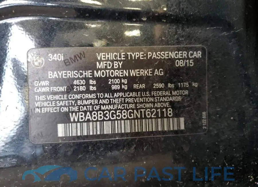 WBA8B3G58GNT62118# 12