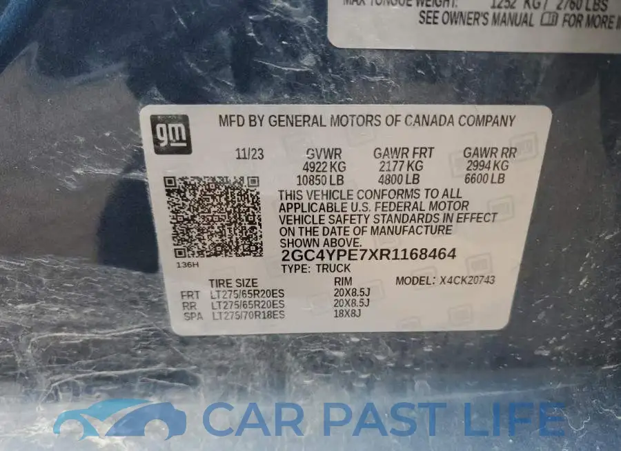 2GC4YPE7XR1168464# 12