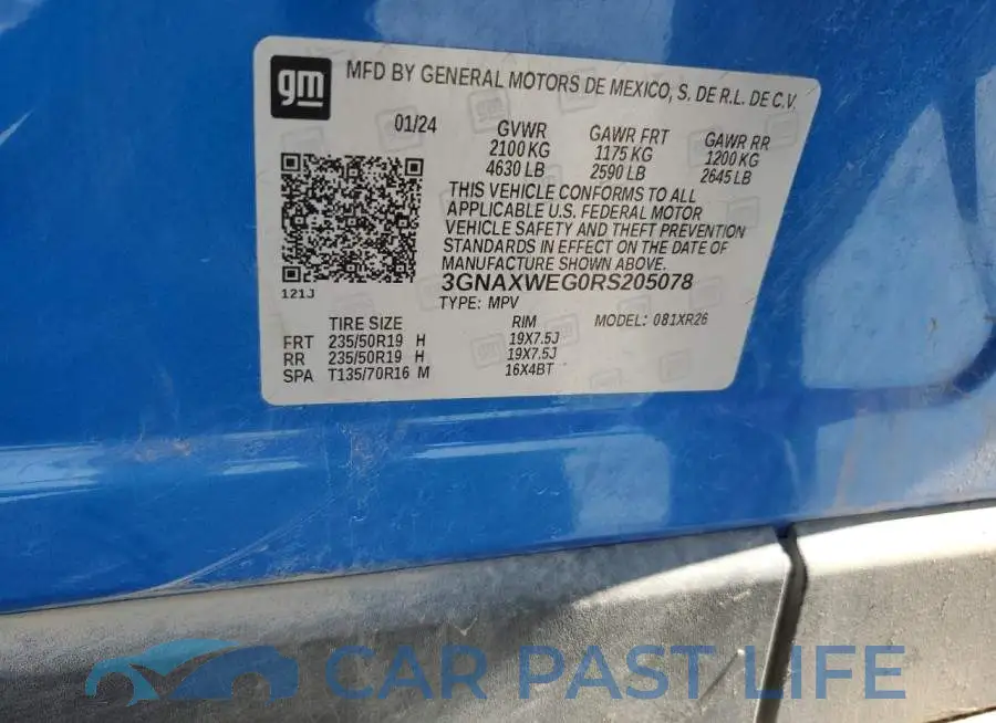 3GNAXWEG0RS205078# 13