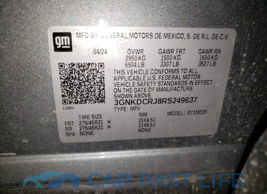 3GNKDCRJ8RS249637# 14