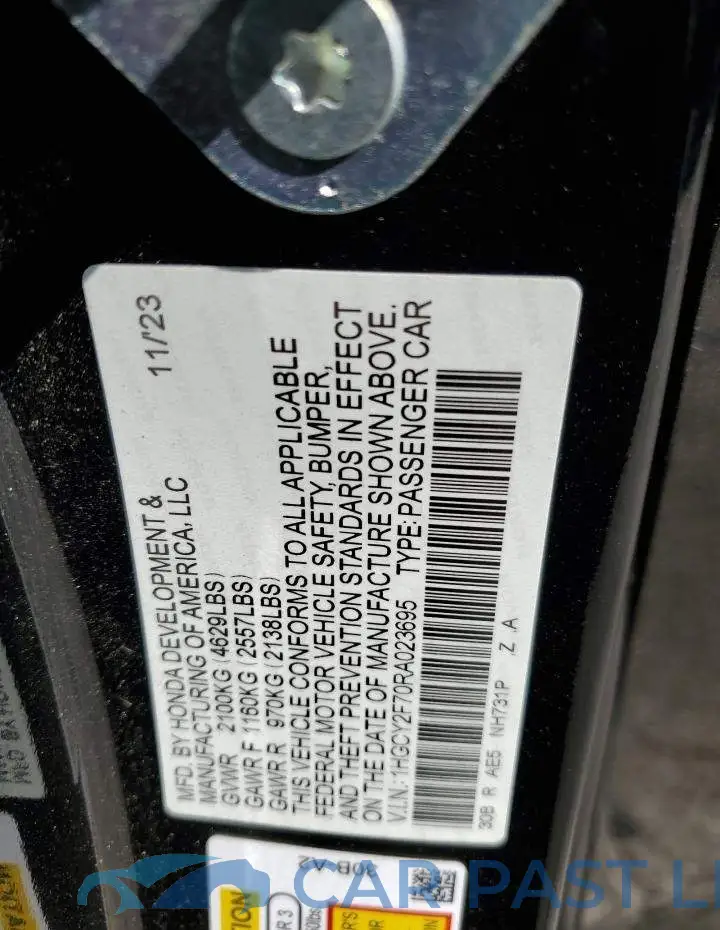 1HGCY2F70RA023695# 12