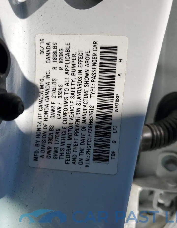 2HGFC1F73GH651612# 12