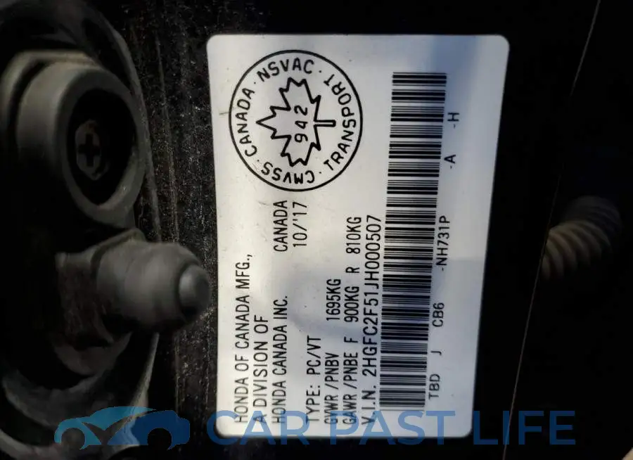 2HGFC2F51JH000507# 13