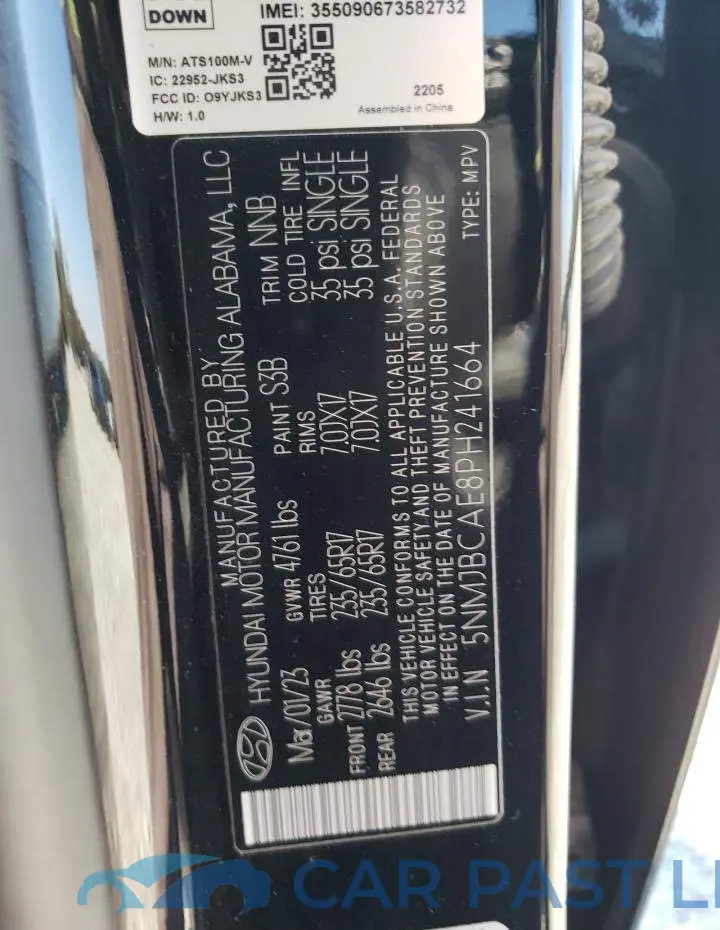 5NMJBCAE8PH241664# 13