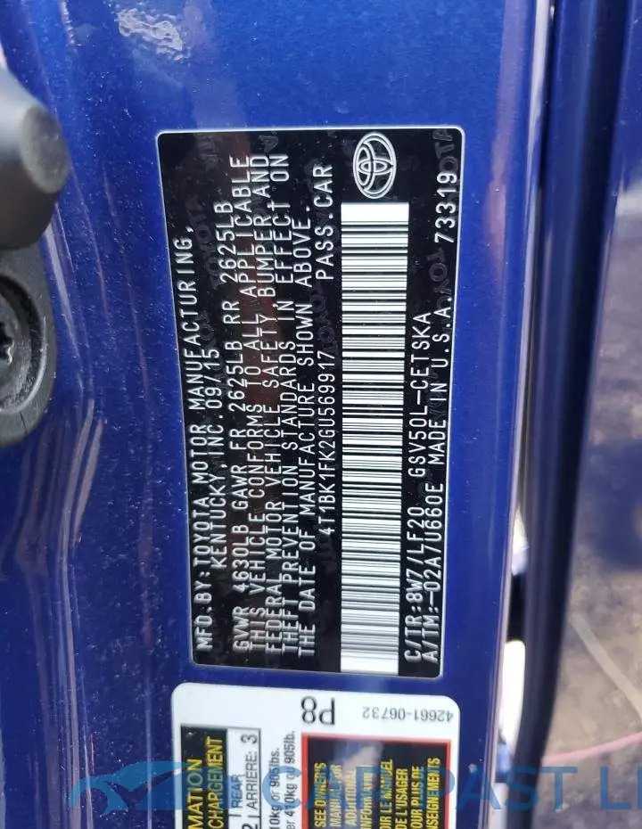 4T1BK1FK2GU569917# 12