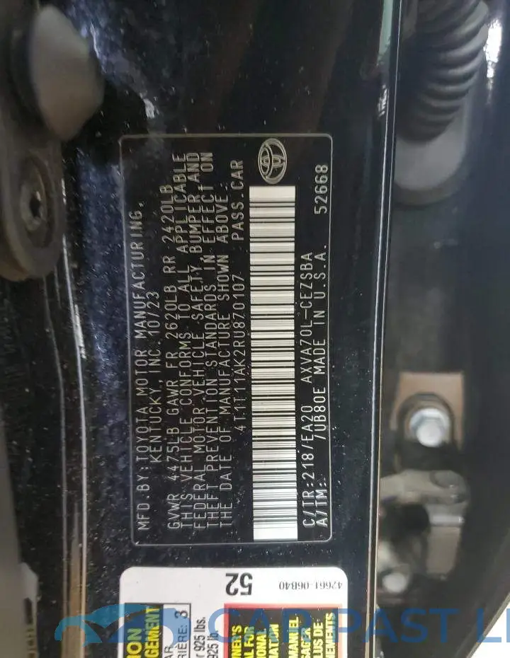 4T1T11AK2RU870107# 12