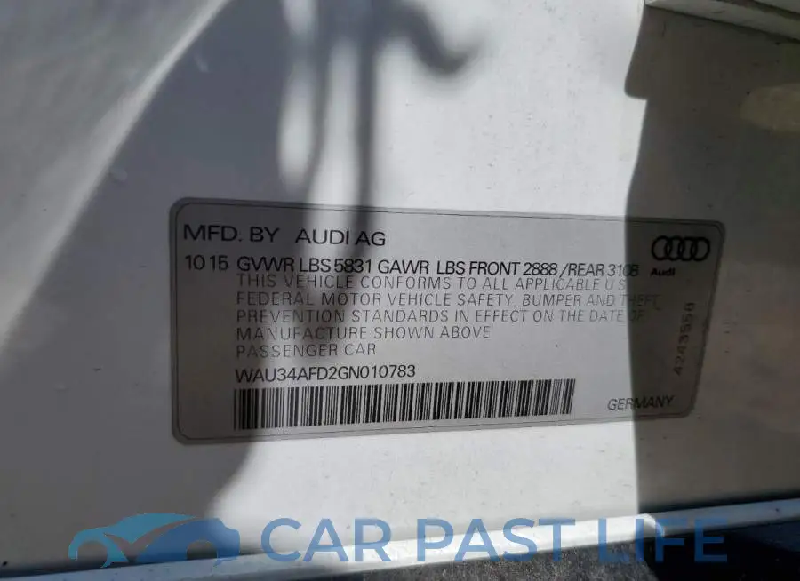 WAU34AFD2GN010783# 12