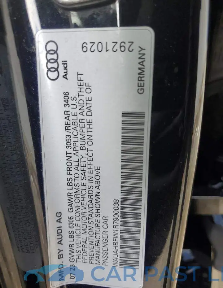 WAUAHBFW1R7900038# 12