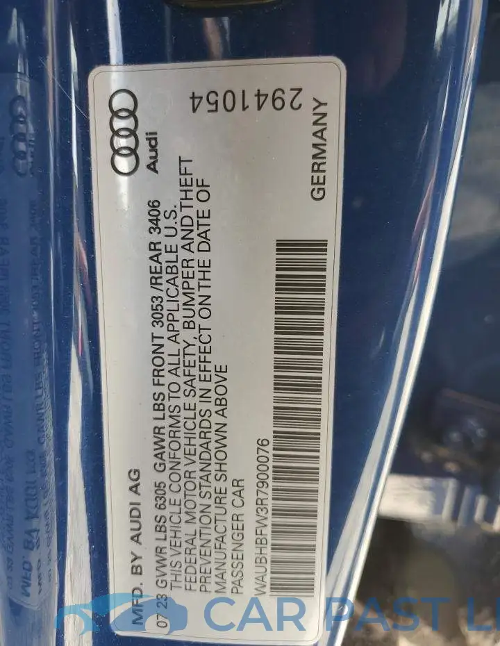 WAUBHBFW3R7900076# 13