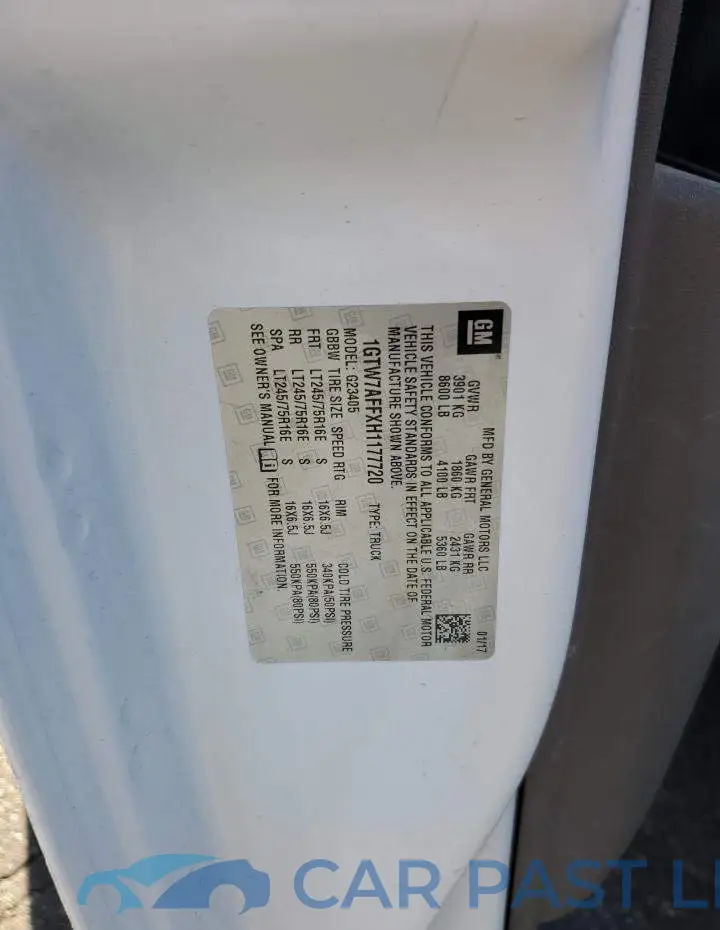 1GTW7AFFXH1177720# 13