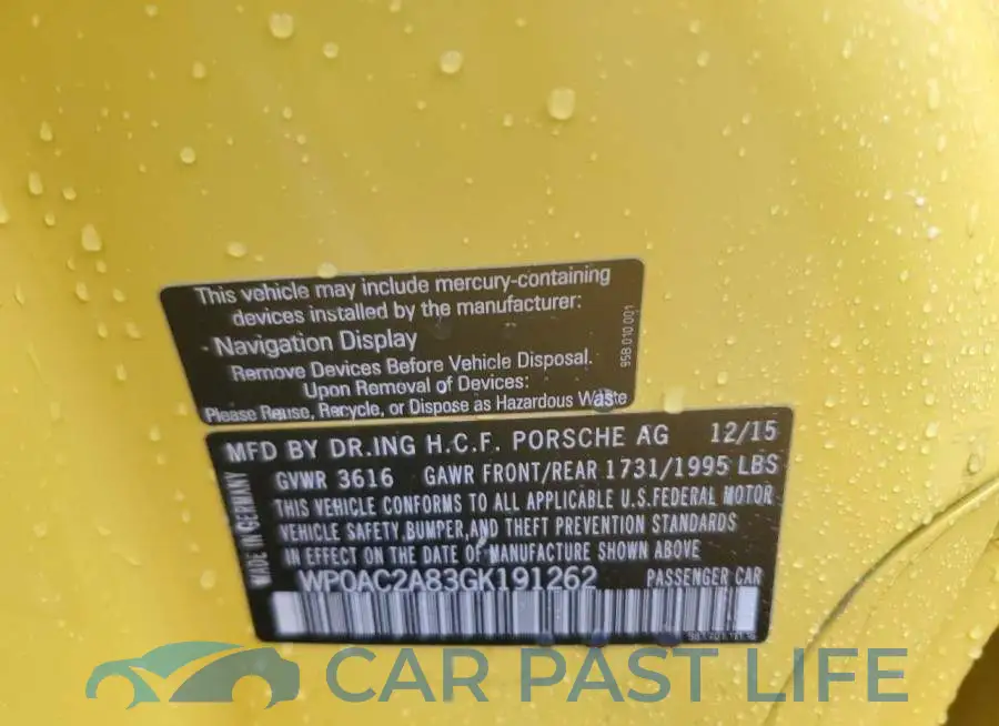 WP0AC2A83GK191262# 12