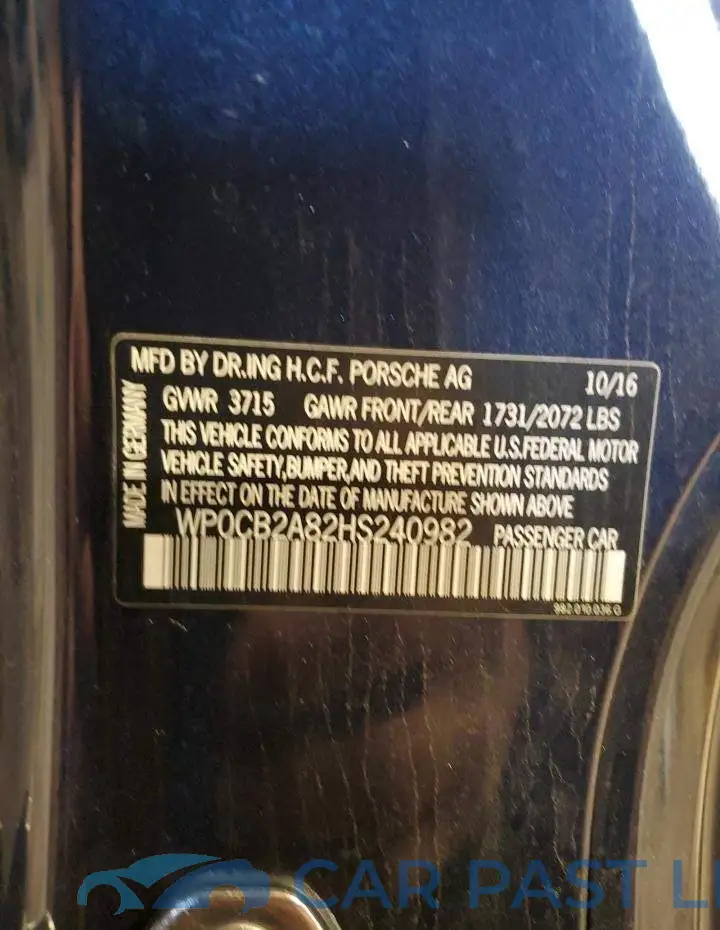 WP0CB2A82HS240982# 12