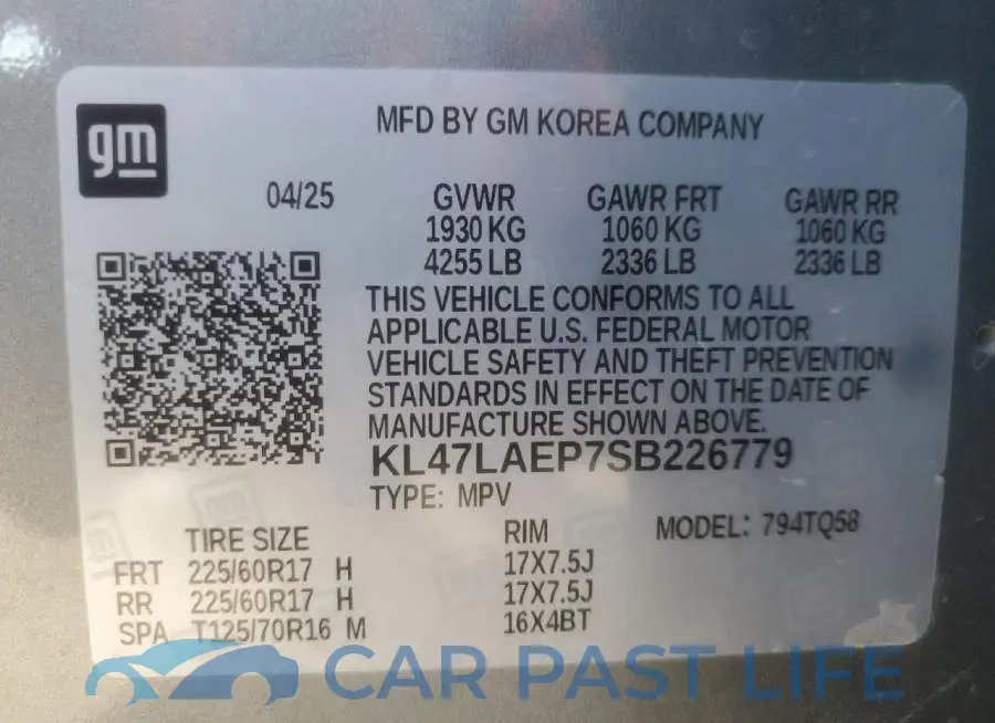 KL47LAEP7SB226779# 12