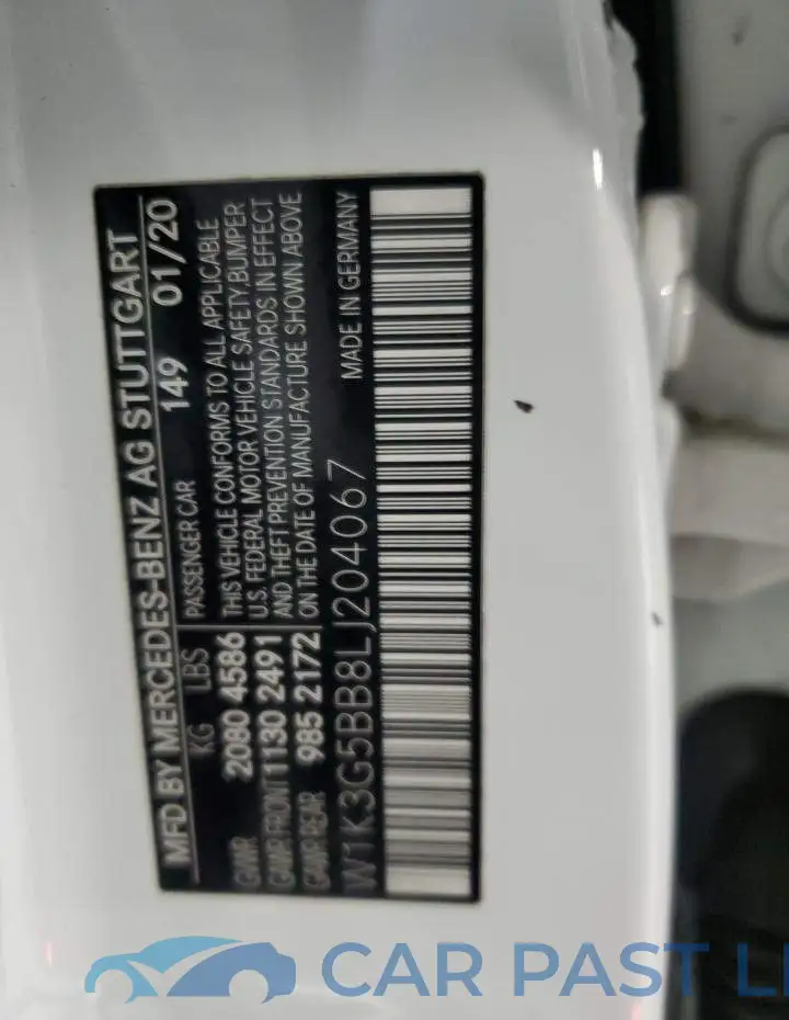 W1K3G5BB8LJ204067# 12