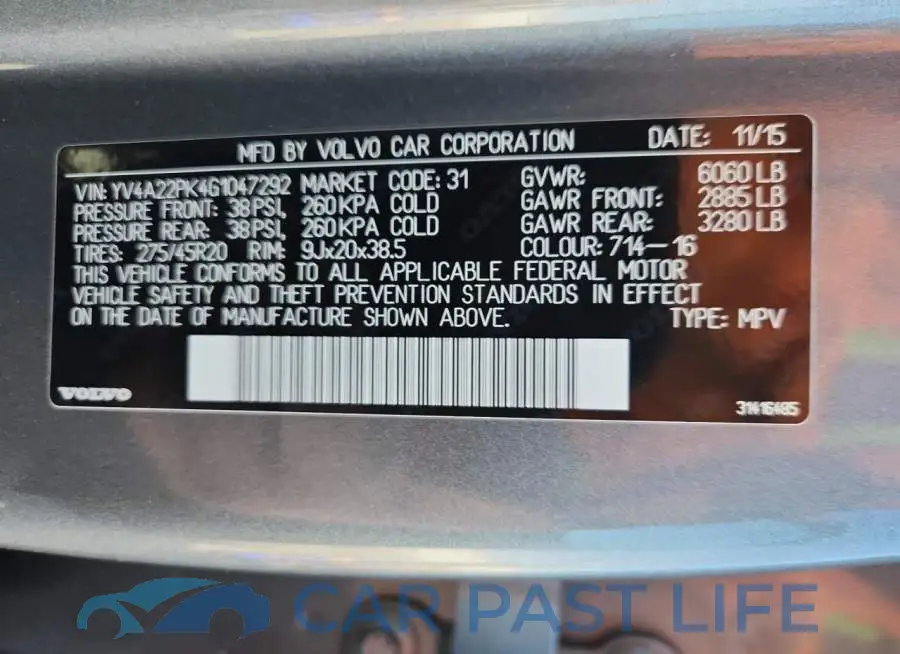 YV4A22PK4G1047292# 13