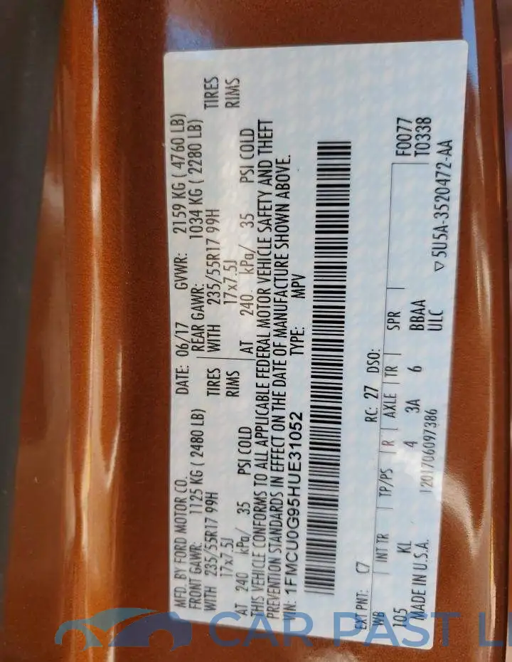 1FMCU0G95HUE31052# 14