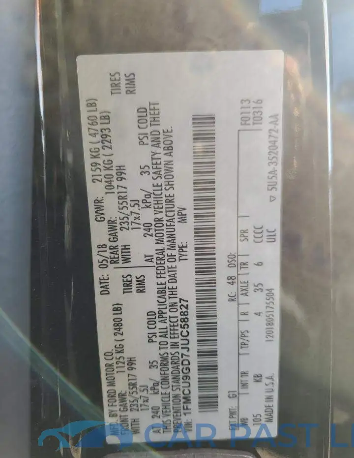 1FMCU9GD7JUC58827# 13