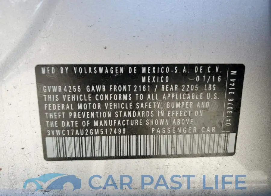 3VWC17AU2GM517499# 12
