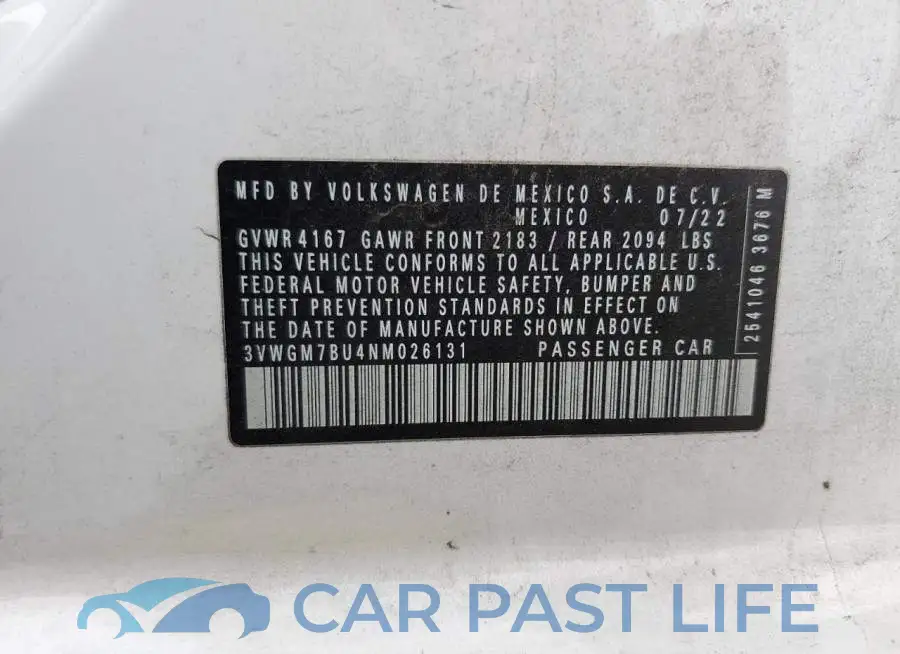 3VWGM7BU4NM026131# 12